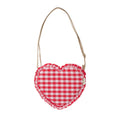 G2589R-BORSA A FORMA DI CUORE CON VOLANT A QUADRETTI