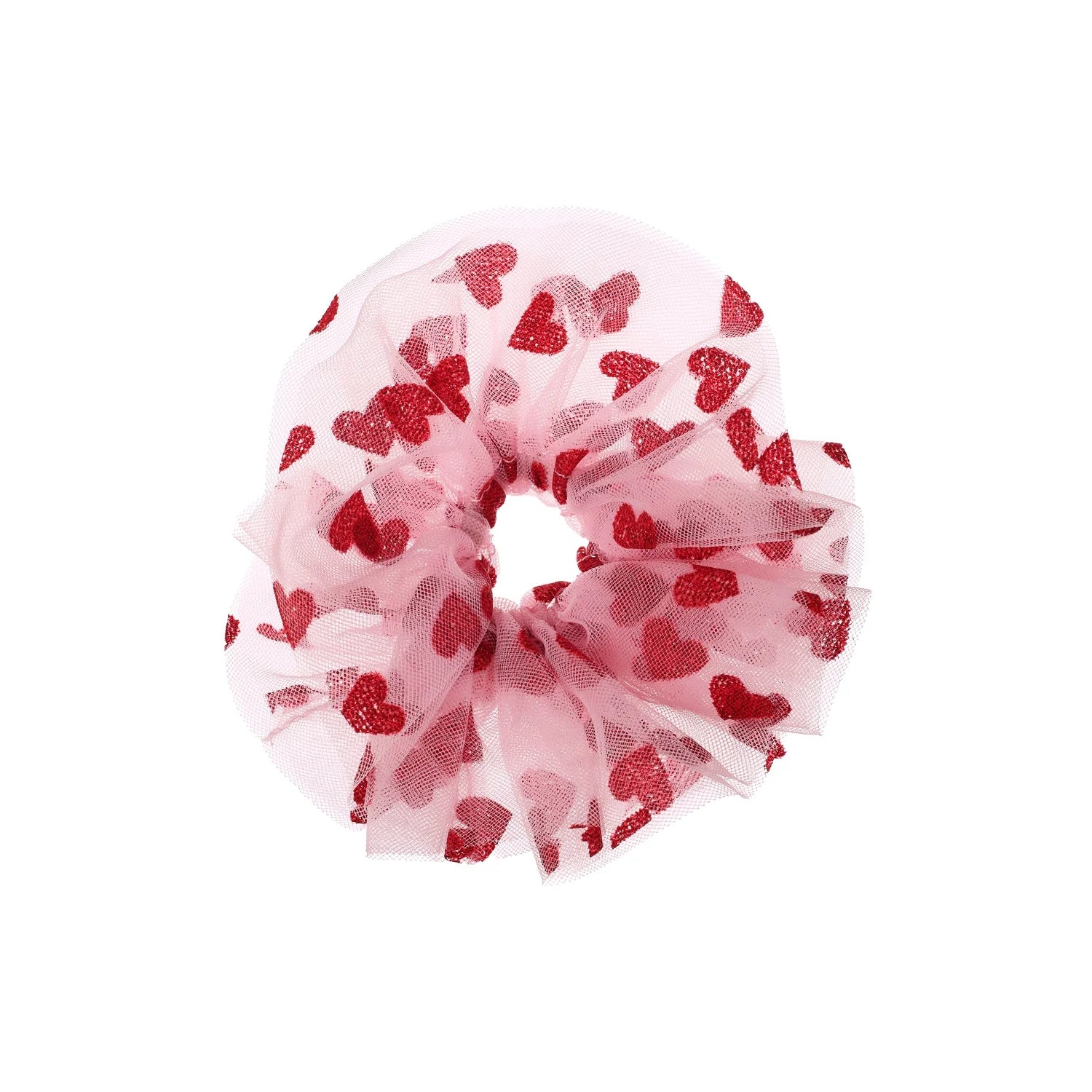 H2506P-ELASTICO PER CAPELLI IN TULLE A FORMA DI CUORICINI