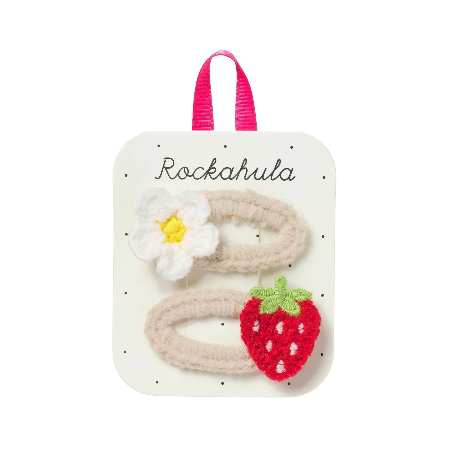 H2508R-FERMAGLI ALL'UNCINETTO CON FRAGOLA E MARGHERITA